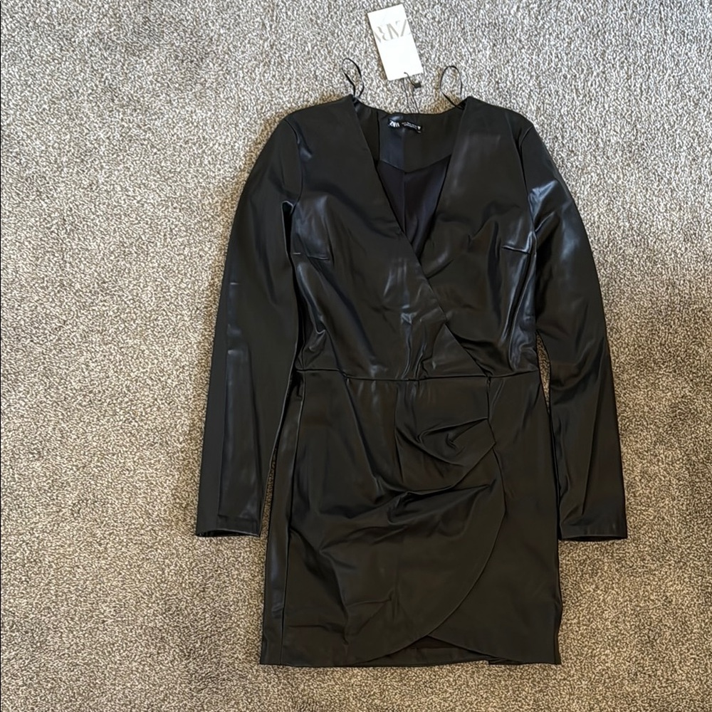 Black Faux Leather Dress